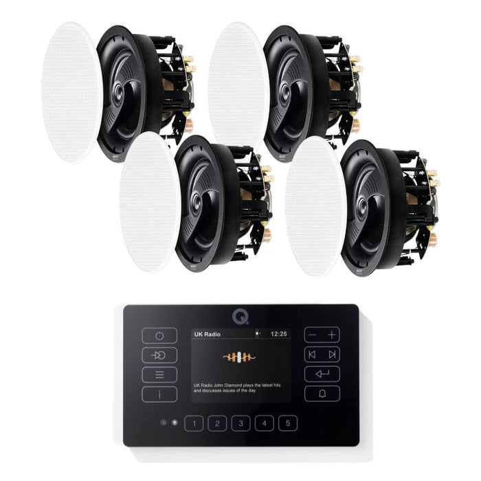 Q Acoustics E120 6.5" Ceiling Speaker HiFi System with Bluetooth/DAB+/FM In Ceiling Speaker Systems Q Acoustics Black Two Pairs High Definition