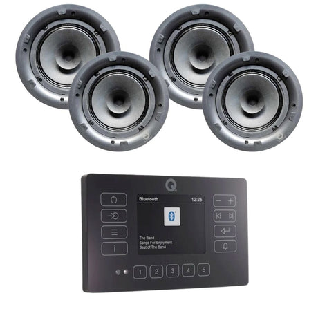 Q Acoustics E120 6.5" Ceiling Speaker HiFi System with Bluetooth/DAB+/FM In Ceiling Speaker Systems Q Acoustics Black Two Pairs Standard