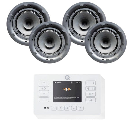 Q Acoustics E120 6.5" Ceiling Speaker HiFi System with Bluetooth/DAB+/FM In Ceiling Speaker Systems Q Acoustics White Two Pairs Standard
