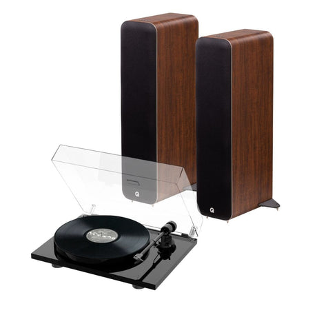 Q Acoustics M40 Active Floorstanding Speakers + Pro-Ject E1 Phono Turntable Turntables Q Acoustics Black STANARD Oak