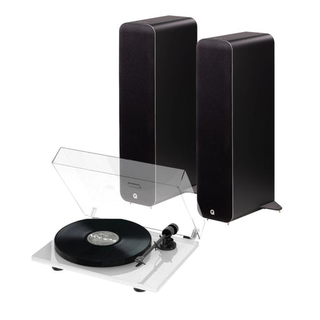 Q Acoustics M40 Active Floorstanding Speakers + Pro-Ject E1 Phono Turntable Turntables Q Acoustics White STANARD Black