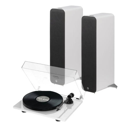 Q Acoustics M40 Active Floorstanding Speakers + Pro-Ject E1 Phono Turntable Turntables Q Acoustics White STANARD White