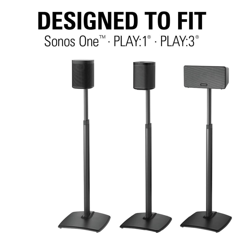 SANUS WSSA2 Adjustable Height Wireless Speaker Stand, designed for Sonos One SL, Play:1, Play:3 - Pair Speaker Brackets & Stands Sanus 