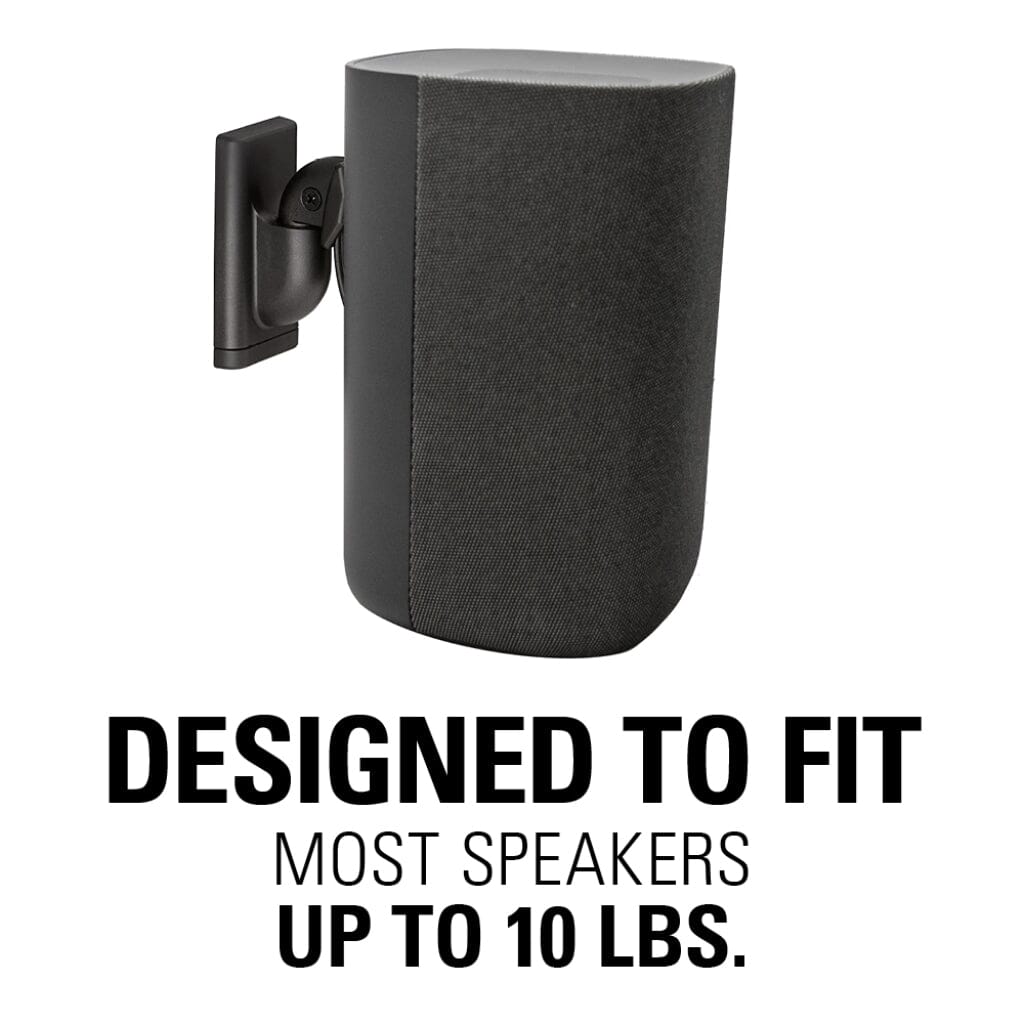 SANUS WSWMU2-B2 Speaker Wall Mounts for Bookshelf Speakers up to 10 lbs - Pair Speaker Brackets & Stands Sanus 