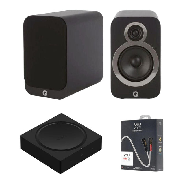 Sonos AMP with Q Acoustic 3010i 4" Bookshelf Speakers HiFi Systems Sonos Black 