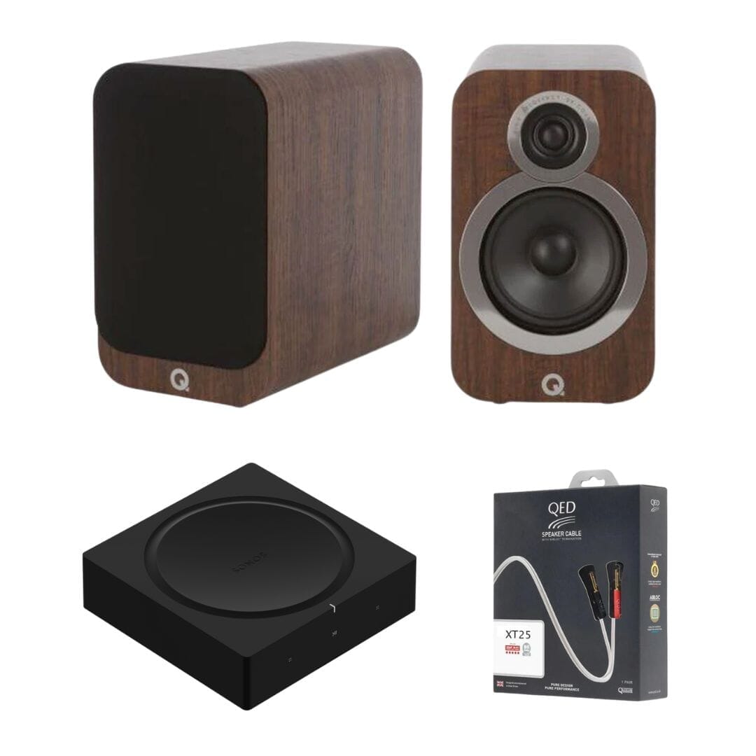 Sonos AMP with Q Acoustic 3010i 4" Bookshelf Speakers HiFi Systems Sonos Walnut 