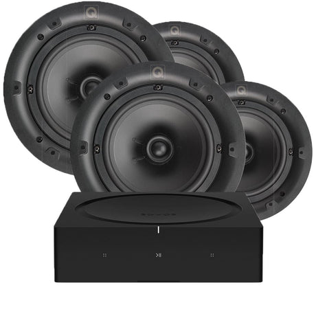 Sonos Connect AMP + 8" Ceiling Speakers (Q Install QI80C) In Ceiling Speaker Systems Sonos Two Pairs 