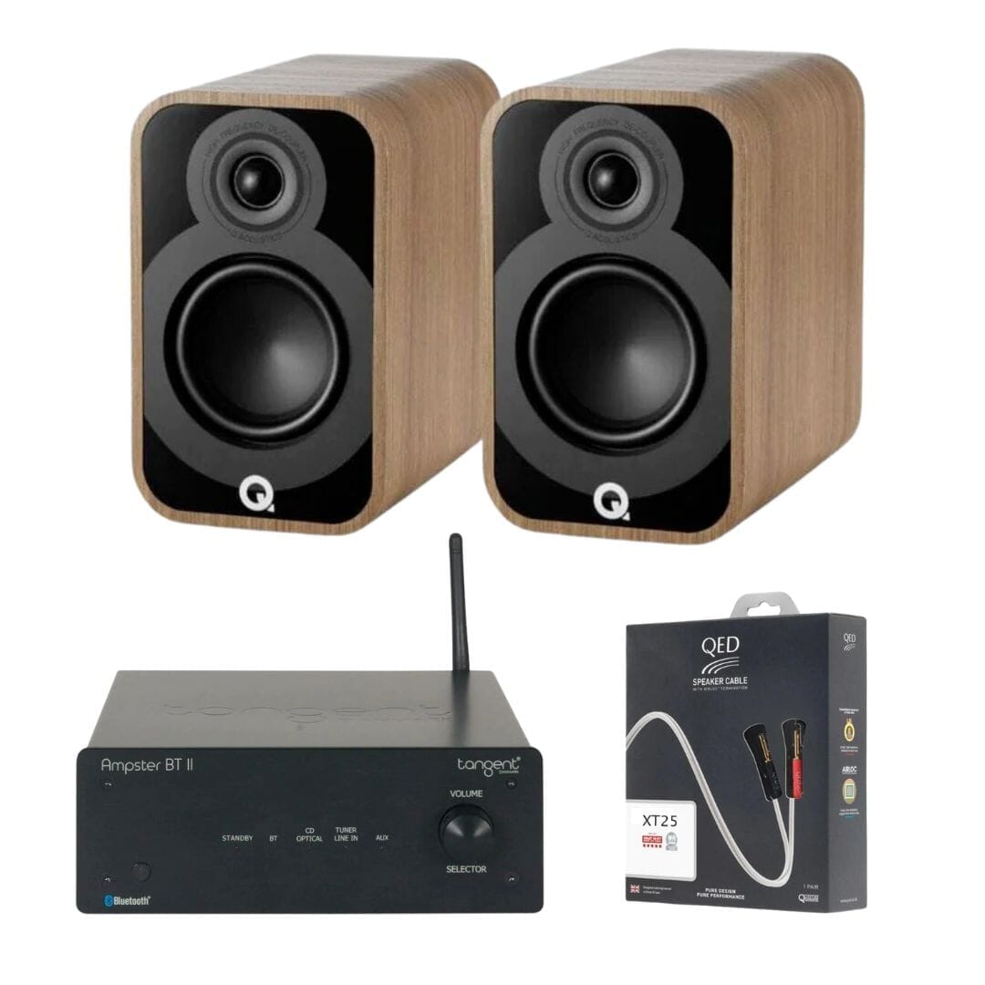 Tangent Bluetooth Ampster + Q Acoustics 5010 Bookshelf Speakers HiFi Systems Tangent Oak 