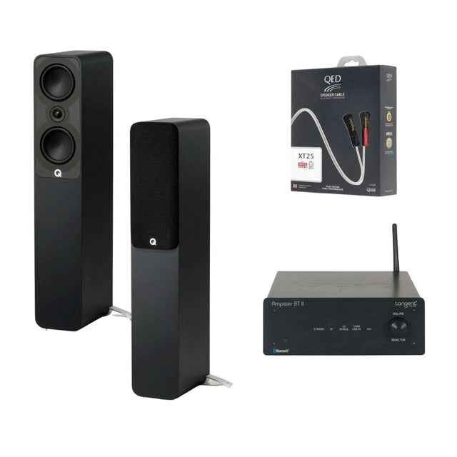 Tangent Bluetooth Ampster + Q-Acoustics 5040 Floorstanding Speakers HiFi Systems Tangent Black 