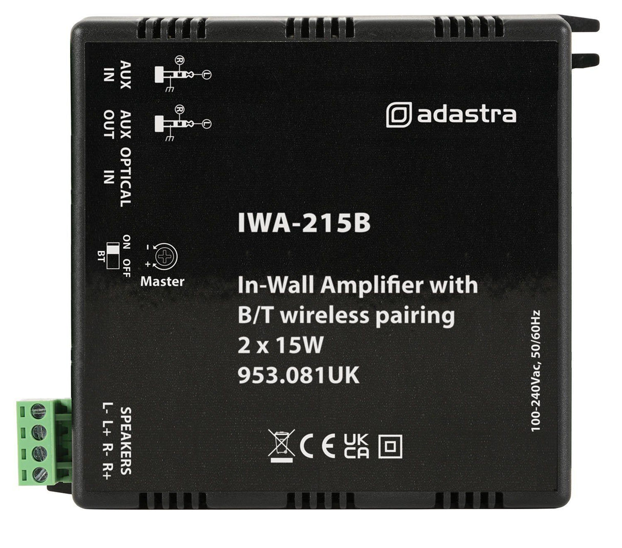 Adastra IWA-215B In-Wall Amplifiers with Bluetooth - 2 x 15W Amplifiers Adastra 