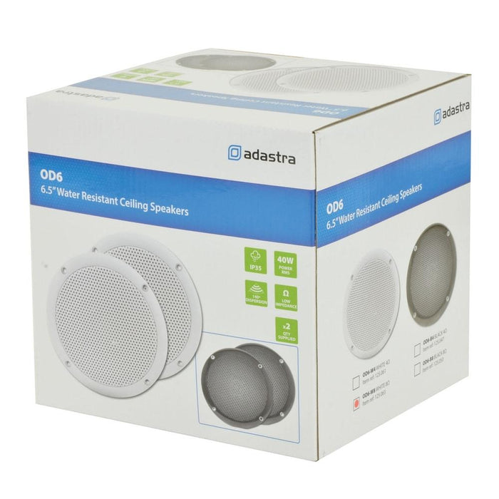 Adastra OD6-W8 OD Series 100W 6.5" Water Resistant Ceiling Speakers (Pair) Custom Install Speakers Adastra 