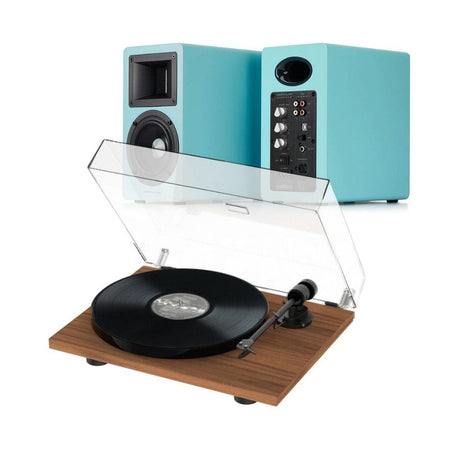 Airpulse A80 & Pro-Ject E1 Phono Turntable & Speaker Bundle Turntable Bundles AirPulse Blue Standard Walnut