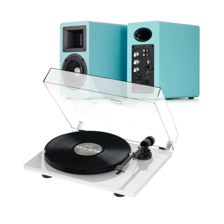 Airpulse A80 & Pro-Ject E1 Phono Turntable & Speaker Bundle Turntable Bundles AirPulse Blue Standard White