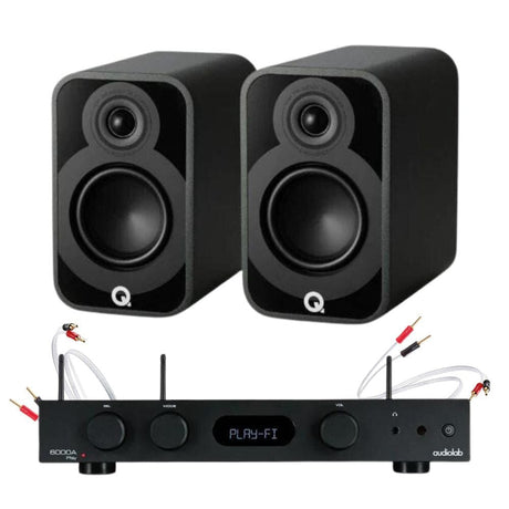 Audiolab 6000A Play Amplifier + Q Acoustics 5010 Bookshelf Speaker Pair Bundle Bookshelf Speakers Q Acoustics Black Black 