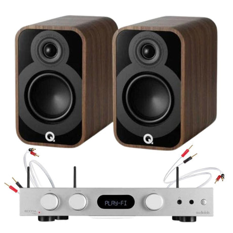 Audiolab 6000A Play Amplifier + Q Acoustics 5010 Bookshelf Speaker Pair Bundle Bookshelf Speakers Q Acoustics Rosewood Silver 