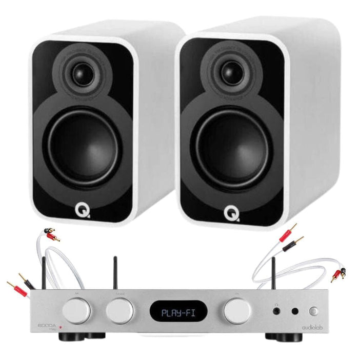 Audiolab 6000A Play Amplifier + Q Acoustics 5010 Bookshelf Speaker Pair Bundle Bookshelf Speakers Q Acoustics Satin White Silver 