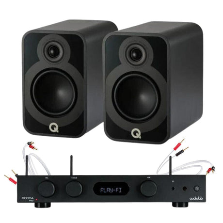 Audiolab 6000A Play Amplifier + Q Acoustics 5020 Bookshelf Speaker Pair Bundle Bookshelf Speakers Q Acoustics Black Black 