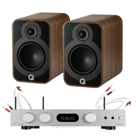 Audiolab 6000A Play Amplifier + Q Acoustics 5020 Bookshelf Speaker Pair Bundle Bookshelf Speakers Q Acoustics Rosewood Silver 