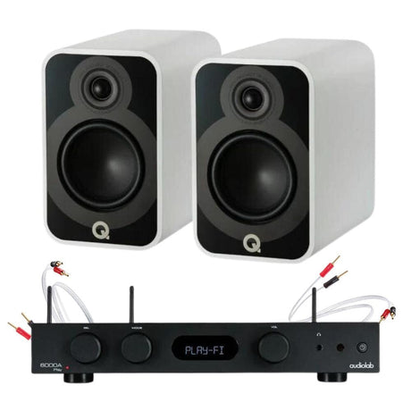 Audiolab 6000A Play Amplifier + Q Acoustics 5020 Bookshelf Speaker Pair Bundle Bookshelf Speakers Q Acoustics Satin White Black 