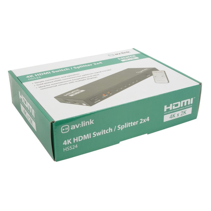AV Link HSS24 4K HDMI Switch / Splitter - 2 x 4 HDMI Distribution AV Link 