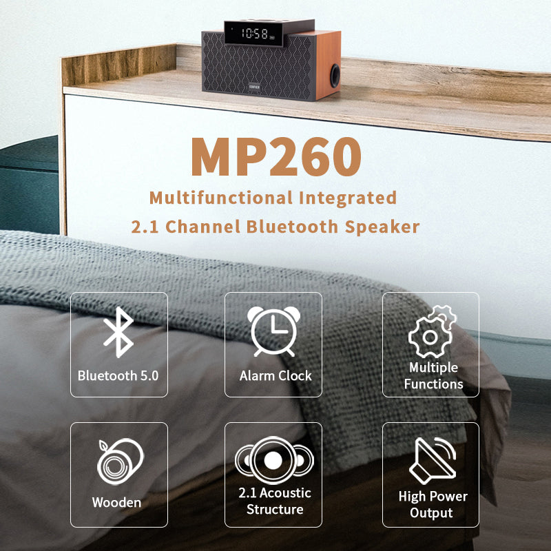 Edifier MP260 2.1 Channel Bluetooth Speaker with Clock & Battery Portable Speakers Edifier 