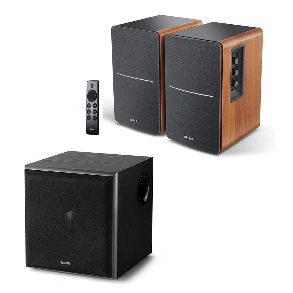 Edifier R1280DBs Active Bluetooth Bookshelf Speakers - Optical Input - 2.0 Wireless Studio Monitor Speaker - 42W RMS with Subwoofer Line Out - Wood Gr Edifier R1280DBS Active 2.0 Bluetooth Bookshelf Speaker Set - Brown