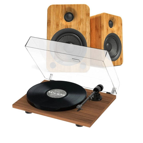 Kanto Audio YU4 & Pro-Ject E1 Phono Turntable & Speaker Bundle TECH4 Bamboo Standard Walnut