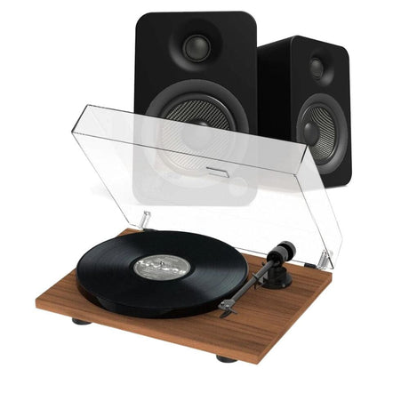 Kanto Audio YU4 & Pro-Ject E1 Phono Turntable & Speaker Bundle TECH4 Black Standard Walnut