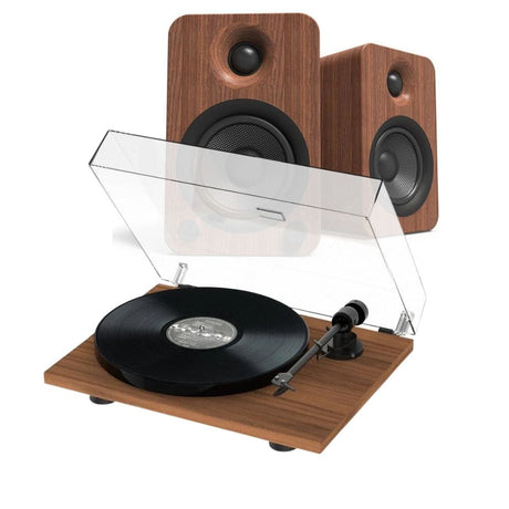 Kanto Audio YU4 & Pro-Ject E1 Phono Turntable & Speaker Bundle TECH4 Walnut Standard Walnut