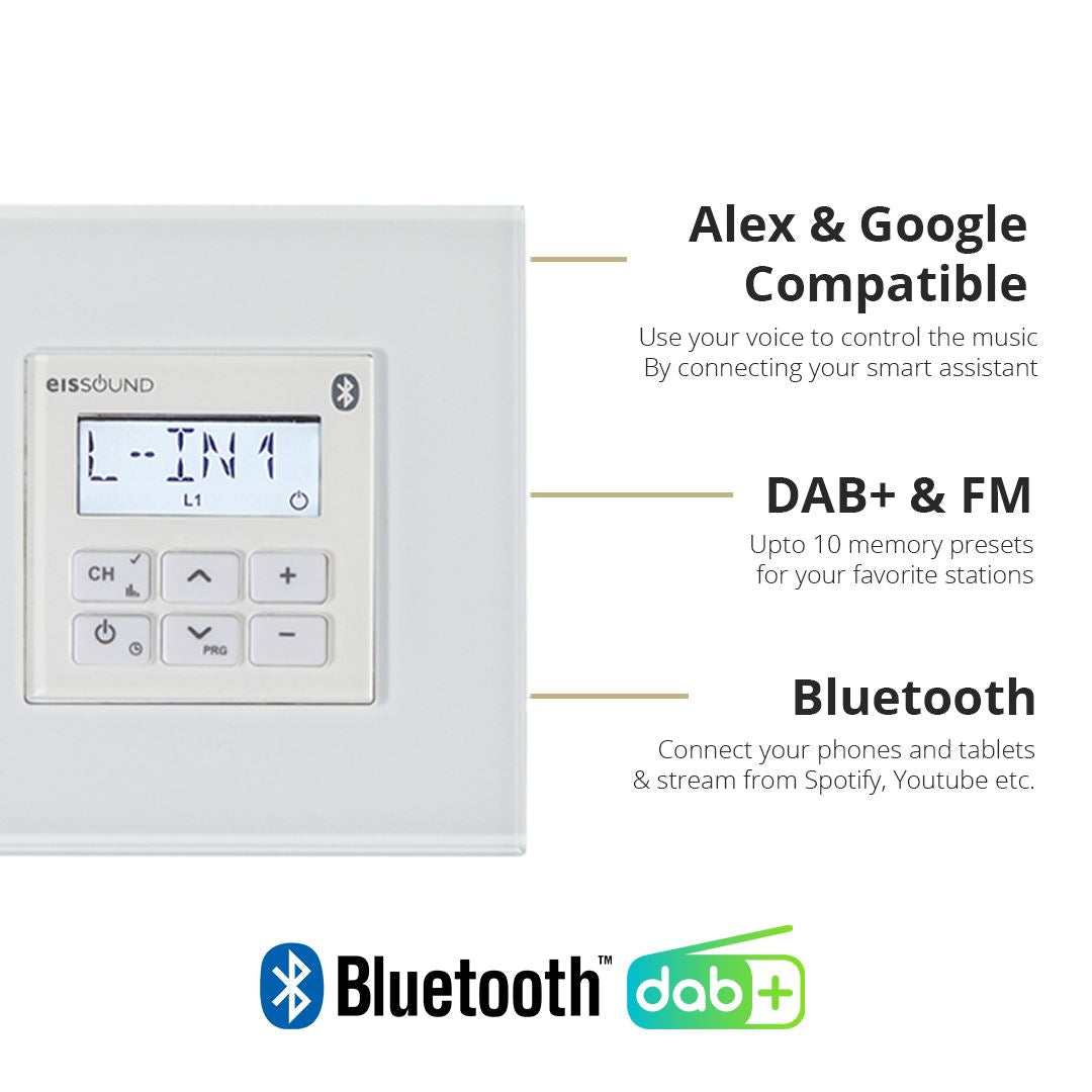 KB Sound In Wall Premium FM/DAB Radio & Bluetooth Ceiling Speaker System (2.5" - 5") In Ceiling Speaker Systems KB Sound 