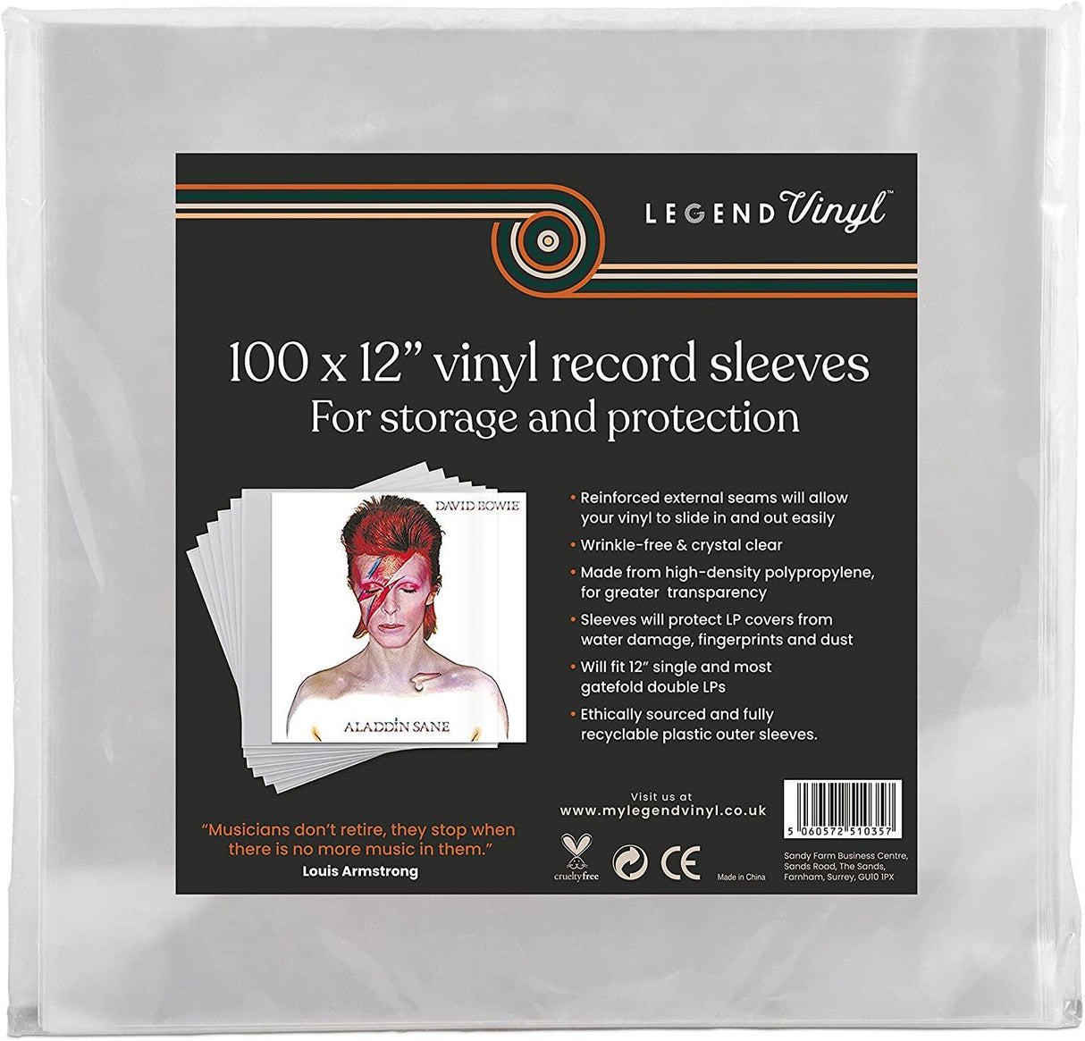 Legend Vinyl Pack of LP Vinyl Sleeves Turntable Accessories Legend Vinyl 100 