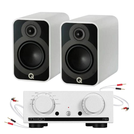 Mission 778X Amplifier + Q Acoustics 5020 Bookshelf Speakers Bundle Bookshelf Speakers Q Acoustics Satin White 