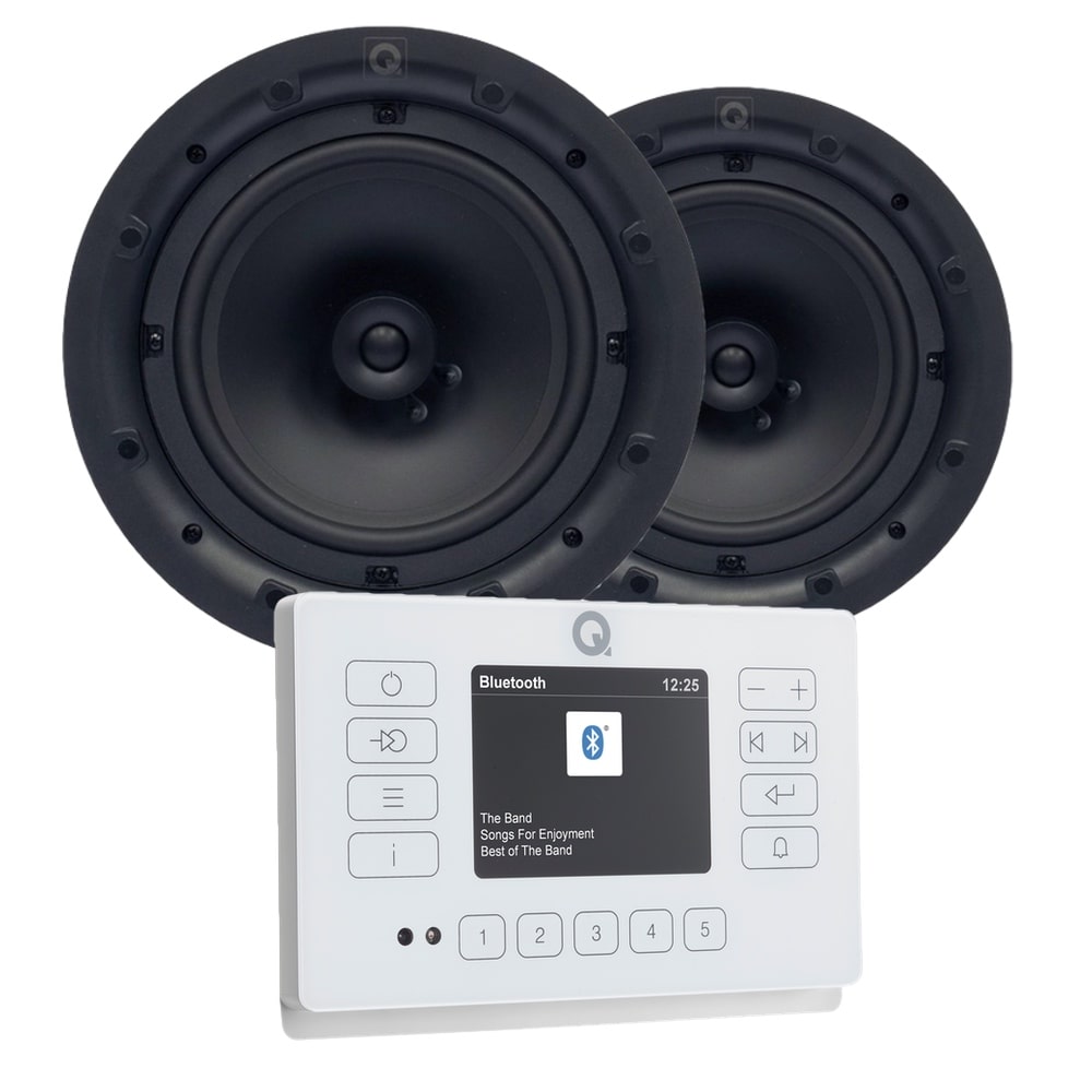 Q Acoustics E120 8" Ceiling Speaker HiFi System with Bluetooth/DAB+/FM In Ceiling Speaker Systems Q Acoustics White 