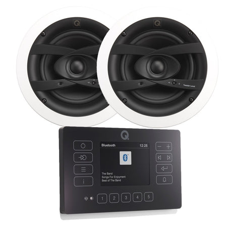 Q Acoustics E120 Bathroom Ceiling Speaker HiFi System with Bluetooth/DAB+/FM In Ceiling Speaker Systems Q Acoustics Black Pair 