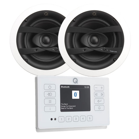 Q Acoustics E120 Bathroom Ceiling Speaker HiFi System with Bluetooth/DAB+/FM In Ceiling Speaker Systems Q Acoustics White Pair 