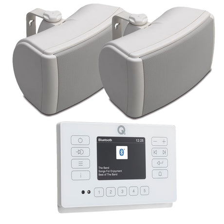 Q Acoustics E120 Outdoor Speaker HiFi System with Bluetooth/DAB+/FM Outdoor Speaker Systems Q Acoustics White White 