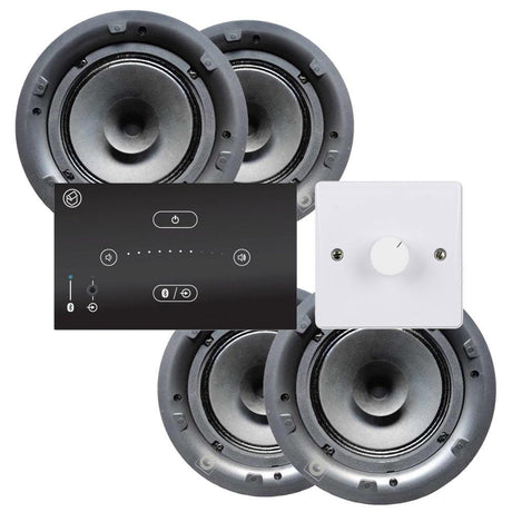 Systemline E50 Bluetooth Speaker System with 4 x 6.5" Ceiling Speakers & In Wall Selector Switch Ceiling Speaker Systems Systemline 