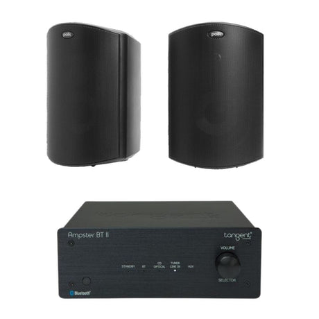 Tangent Ampster BT II with Polk Audio Atrium 4 Outdoor Speakers Outdoor Speaker Systems Tangent One Pair Black 