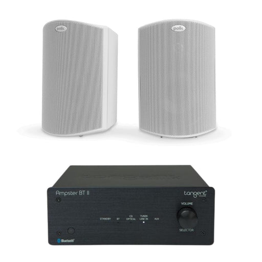 Tangent Ampster BT II with Polk Audio Atrium 4 Outdoor Speakers Outdoor Speaker Systems Tangent One Pair White 