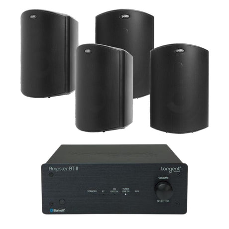 Tangent Ampster BT II with Polk Audio Atrium 4 Outdoor Speakers Outdoor Speaker Systems Tangent Two Pairs Black 