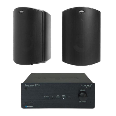 Tangent Ampster BT II with Polk Audio Atrium 6 Outdoor Speakers Outdoor Speaker Systems Tangent One Pair Black 