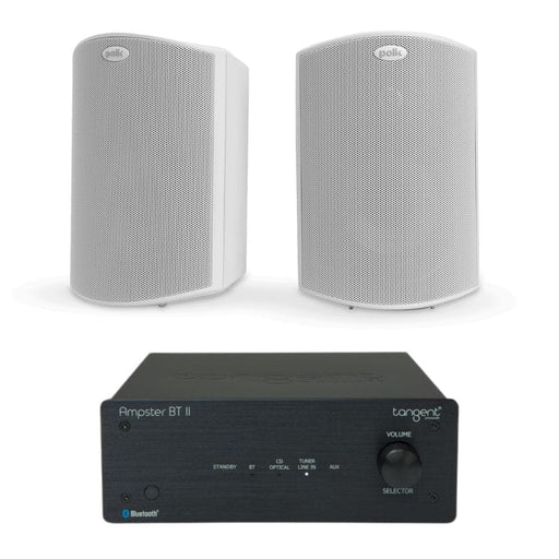 Tangent Ampster BT II with Polk Audio Atrium 6 Outdoor Speakers Outdoor Speaker Systems Tangent One Pair White 